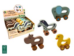 Holztiere mit Rollen 4-fach 10-13cm