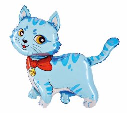 Folienballon Katze hellblau Shape