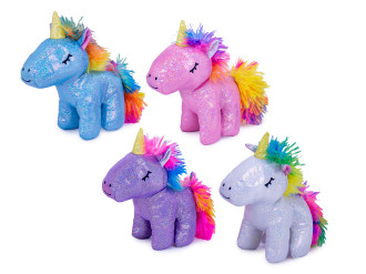 Einhorn, glitzer Mähne 4-fach 16cm